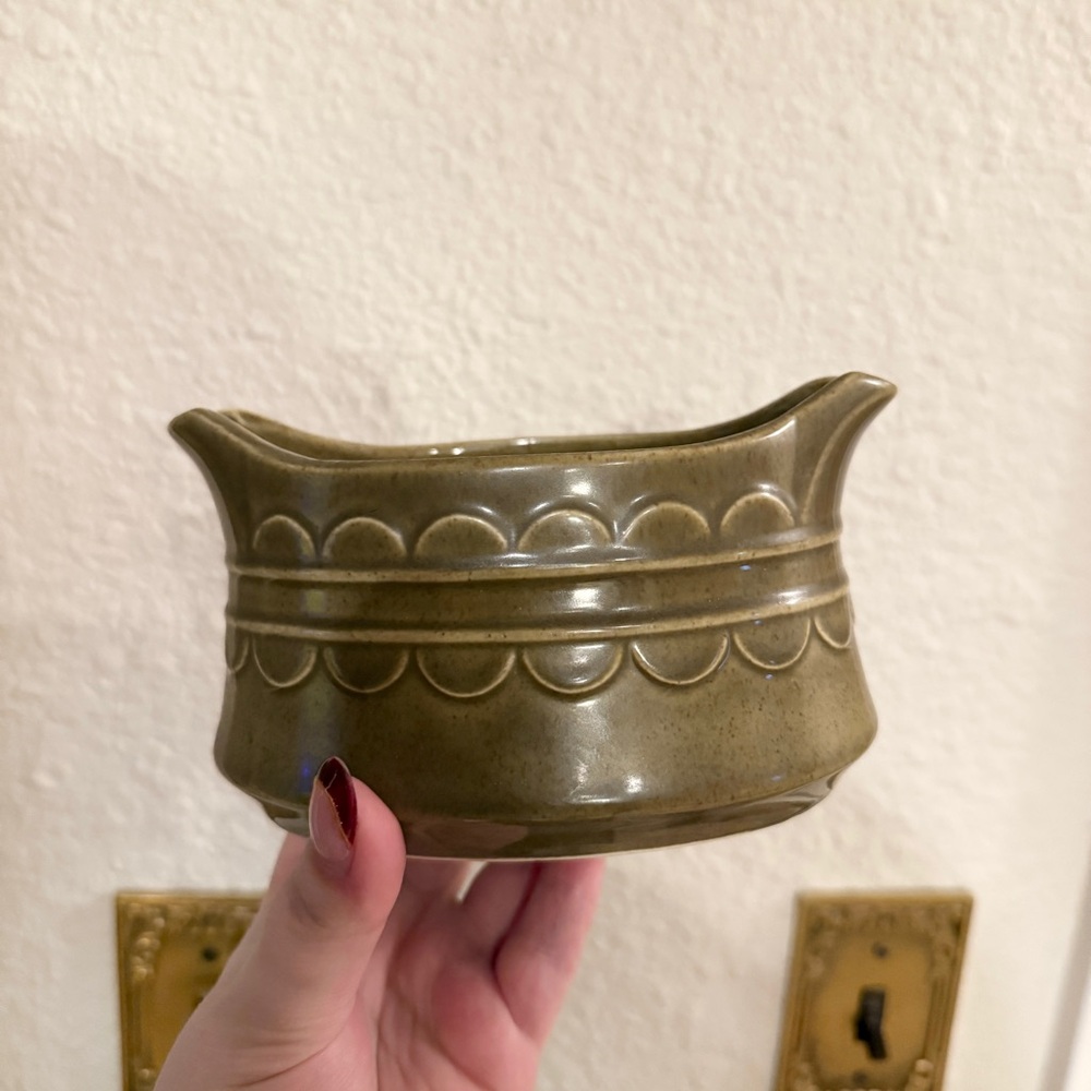 Vintage Homer Laughlin Gravy Boat — Olive Green